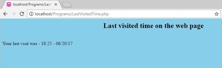 PHP code to display last visited time on the web page - after refresh