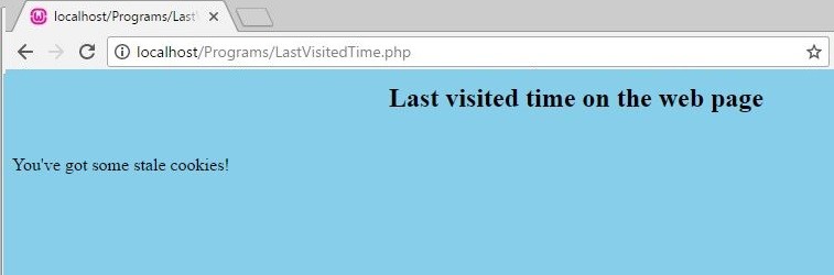 PHP code to display last visited time on the web page - initial state