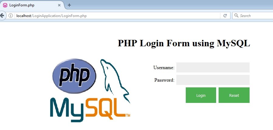 PHP login form using MySQL database connection